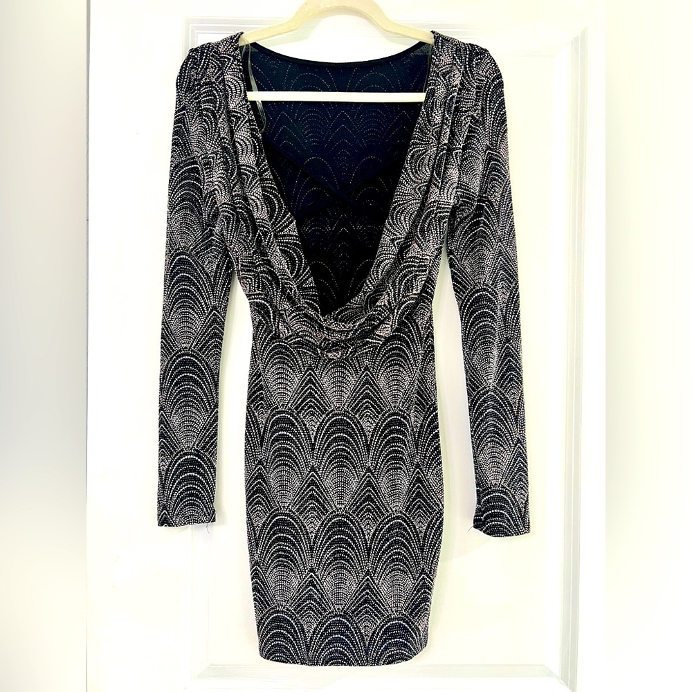 NWOT IRIS Sparkle Mini with Draped Criss Cross Sexy Back